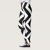 Zwart-wit Grote Grootte Verticale Chevron Leggings (Links)