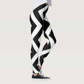 Zwart-wit Grote Grootte Verticale Chevron Leggings (Rechts)