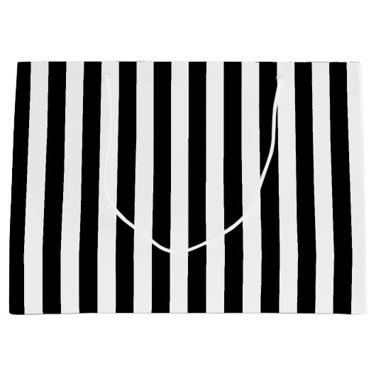 Zwart-wit Grote Grootte Verticale Strepen Groot Cadeauzakje (Voorkant)