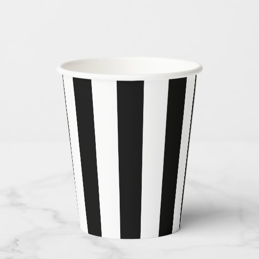 Zwart-wit Grote Grootte Verticale Strepen Papieren Bekers (Achterkant)
