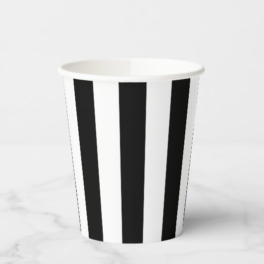 Zwart-wit Grote Grootte Verticale Strepen Papieren Bekers (Links)