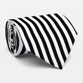 Zwart-wit Grote Grootte Verticale Strepen Stropdas (Opgerold)