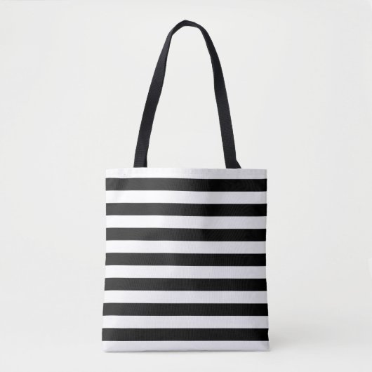 Zwart-wit grote horizontale strepen patroon tote bag (Voorkant)
