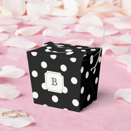 Zwart & Wit Grote Polka Dots Chique Monogram Party Bedankdoosjes (Huwelijk)