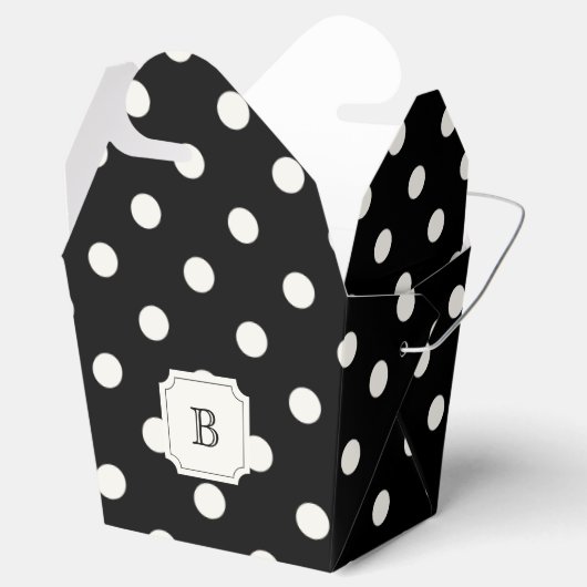 Zwart & Wit Grote Polka Dots Chique Monogram Party Bedankdoosjes (Geopend)