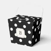 Zwart & Wit Grote Polka Dots Chique Monogram Party Bedankdoosjes (Voorkant Zijde)