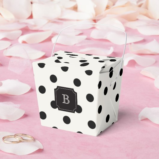 Zwart & Wit Grote Polka Dots Chique Monogram Party Bedankdoosjes (Huwelijk)