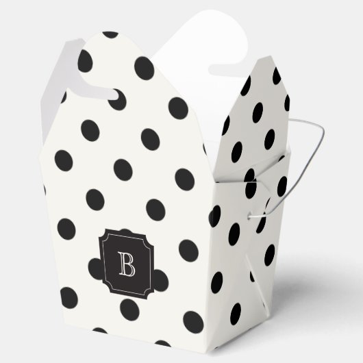 Zwart & Wit Grote Polka Dots Chique Monogram Party Bedankdoosjes (Geopend)