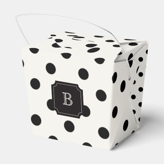 Zwart & Wit Grote Polka Dots Chique Monogram Party Bedankdoosjes (Achterkant)
