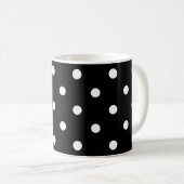 Zwart-wit grote polka stippen koffiemok (Voorkant rechts)