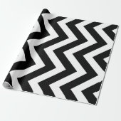 Zwart-wit Grote Verticale Chevron Stripes Cadeaupapier (Uitgerold)