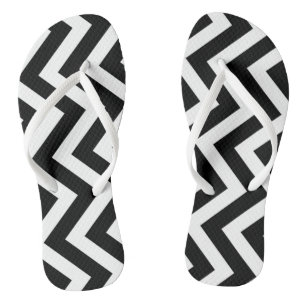 Zwart-wit Grote Verticale Chevron Stripes Teenslippers