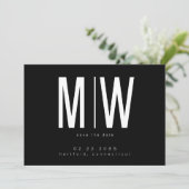 Zwart & Wit Grotere Monogram Trouw Save the Date (Staand voorkant)