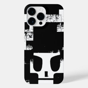 Zwart-wit grunge ai kunst met mythische schedel  iPhone 14 pro max hoesje