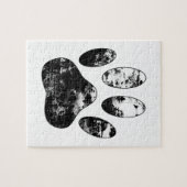 Zwart-wit Grunge Hondenpootafdruk Legpuzzel (Horizontaal)