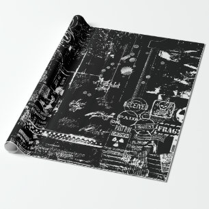 Zwart-wit grunge inpakpapier