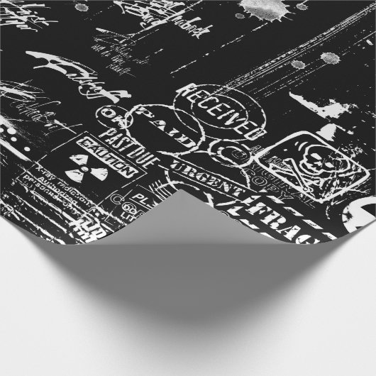 Zwart-wit grunge inpakpapier (Hoek)