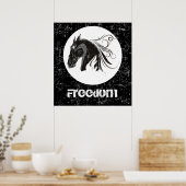 Zwart wit grunge paard hoofd dier poster (Keuken)