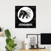 Zwart wit grunge paard hoofd dier poster (Thuiskantoor)