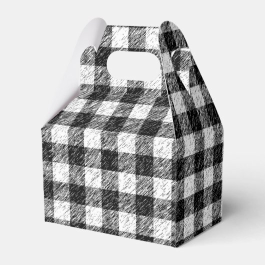 Zwart & Wit Grunge Plaid Checker Party Favor Box Bedankdoosjes (Achterkant)