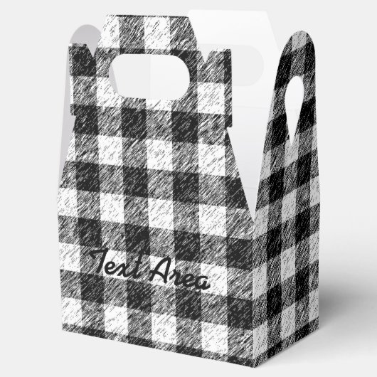 Zwart & Wit Grunge Plaid Checker Party Favor Box Bedankdoosjes (Geopend)