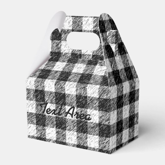 Zwart & Wit Grunge Plaid Checker Party Favor Box Bedankdoosjes (Voorkant Zijde)
