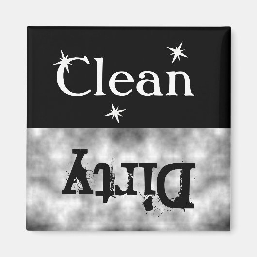 Zwart Wit Grunge Schoon Vuil Vaatwasser Magneet (Voorkant)