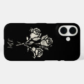 Zwart-Wit Grunge Stempel Rozen Initialen Case-Mate iPhone Case (Achterkant (horizontaal))