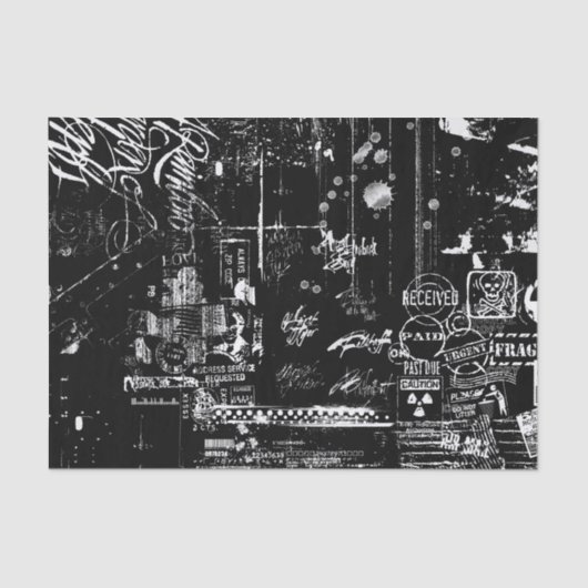 Zwart-wit grunge Tissue Paper Tissuepapier (Voorkant)