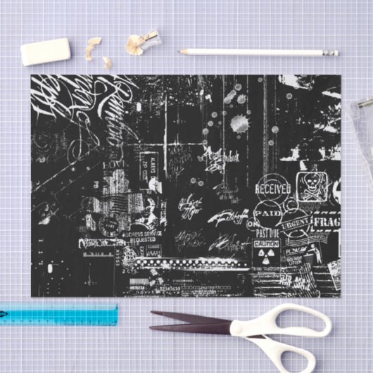 Zwart-wit grunge Tissue Paper Tissuepapier (Craft)