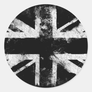 Zwart-wit Grunge UK Ronde Sticker