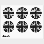Zwart-wit Grunge UK Ronde Sticker (Vel)