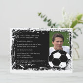 Zwart-wit Grunge Voetbal Afstuderen Kaart (Staand voorkant)