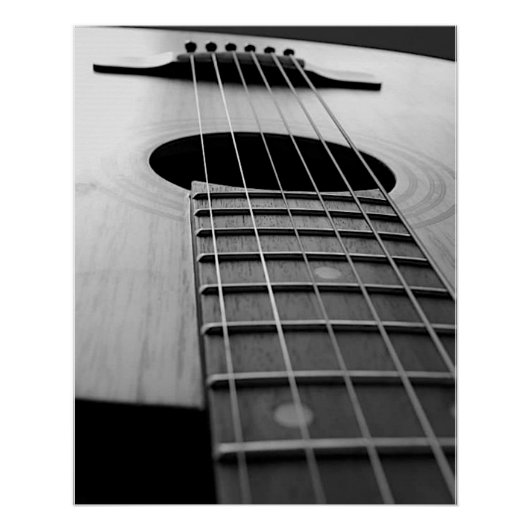 Zwart-wit Guitar Musical Instrument Foto Perfect Poster (Voorkant)