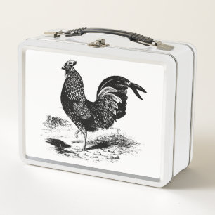 zwart wit haan lunchbox