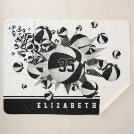 zwart wit haar sportruimte basketballen sterren sherpa deken