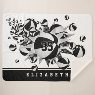 zwart wit haar sportruimte basketballen sterren sherpa deken