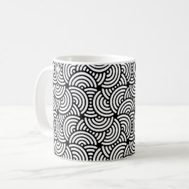 Zwart wit half-cirkel spiraal bogen curve patroon koffiemok