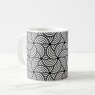 Zwart wit half-cirkel spiraal bogen curve patroon koffiemok
