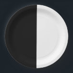 Zwart & Wit Half-om-half Verjaardagsfeestje Chic F Papieren Bordje<br><div class="desc">Aanpassen voor elk evenement.</div>