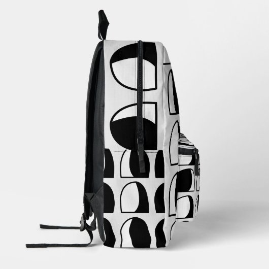 Zwart-wit halfcirkel geometrisch patroon bedrukte rugzak (Links)
