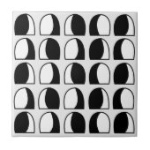 Zwart-wit halfcirkel geometrisch patroon tegeltje (Voorkant)