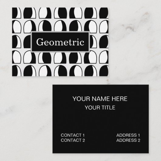 Zwart-wit halfcirkel geometrisch patroon visitekaartje (Voorkant / Achterkant)