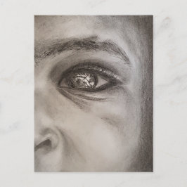 Zwart-wit halfvlak portret, dramatisch elegant briefkaart