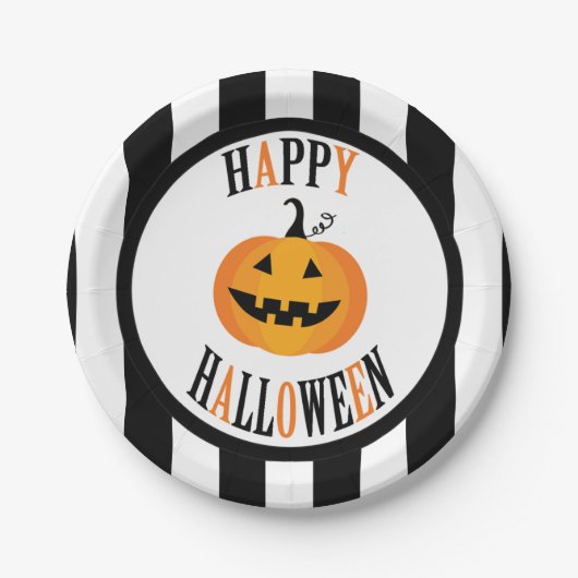 Zwart-wit Halloween 7" Papieren Bord (Voorkant)