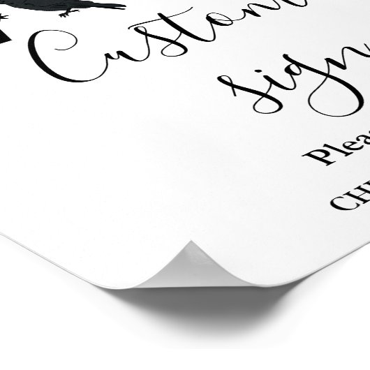 Zwart-wit Halloween aangepaste teken tabel Teken Poster (Hoek)