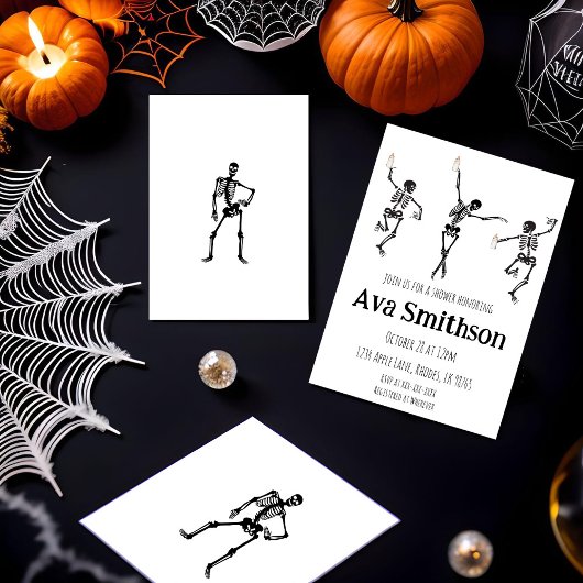 Zwart-wit Halloween Baby shower Invitation Kaart