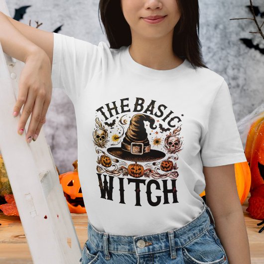 zwart wit Halloween Basic Heksenvrouwen T-shirt