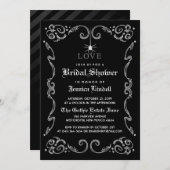 Zwart Wit Halloween bruiloft Gothic Vrijgezellenfe Kaart (Voorkant / Achterkant)