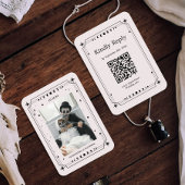 Zwart-wit Halloween Bruiloft RSVP Qr Code Informatiekaartje